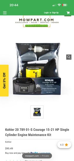 Kohler 20 789 01-S Courage 15-21 HP Single Cylinder Engine Maintenance Kit