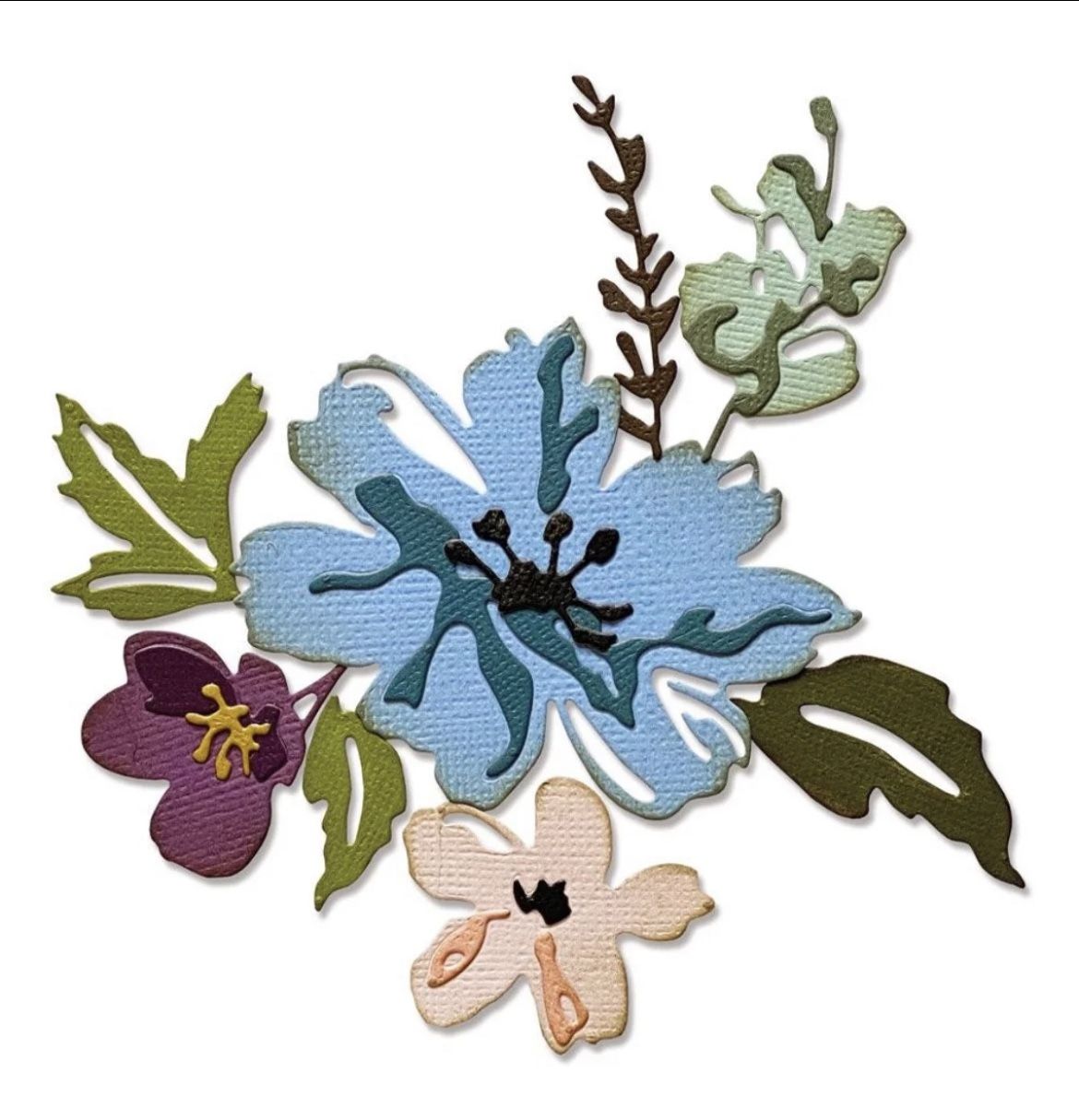 Sizzix 665210 Brushstroke Flowers #2 Thinlits Die Set