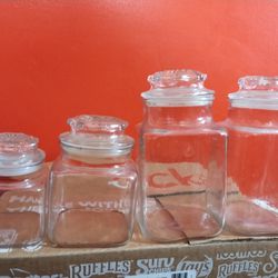 4 - GLASS STORAGE JARS ...... CHECK OUT MY PAGE FOR MORE ITEMS