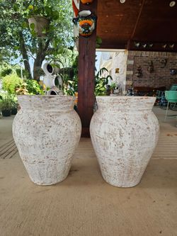 Large Rustic White Clay Pots, Planters, Plants. Pottery, Talavera $105 cada una