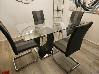 New modern glass 5pc dining table set special