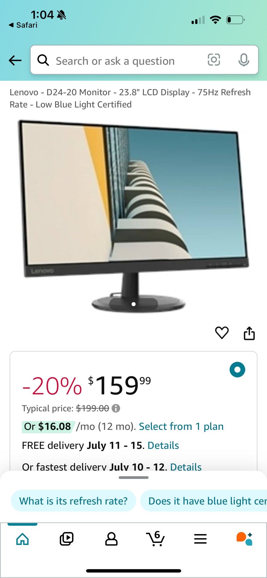 Lenovo Computer Monitor