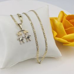 Niñas 2 orò laminado italiano incluye cadena/Girls 2 includes Chain Italian gold plated