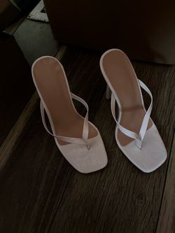 White Thong Heeled Sandals