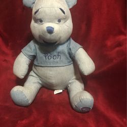 DISNEY WINNIE THE POOH SCHOOL COOL BLUE DENIM PLUSH STUFFED ANIMAL TOY BEAR