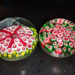 Vintage Murano Millifiori Glass Paperweights 