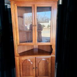 Beautiful Wood Corner Display Case