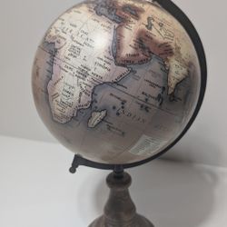 Unico Decorative 14" Globe with Wood Base Vintage-Style Tabletop World Map