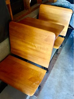 Antique Wooden School Desk Tow of Three