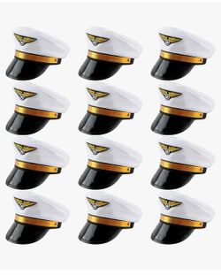 New 12 Pack Men Pilot Hats Airplane Hat Adjustable Airline Pilot Hat for Women Halloween Cosplay Costume Accessory