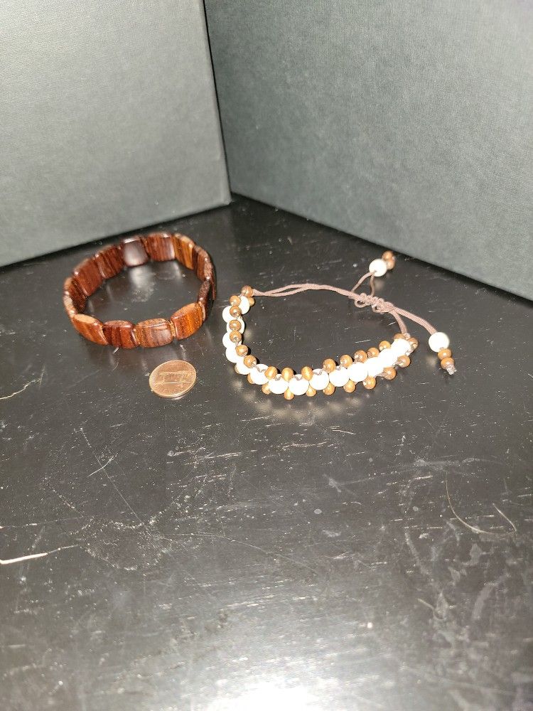 Set Of 2 Brown Bracelets - Natural Colors