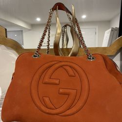 GUCCI Bag Orange Leather Tote Bag