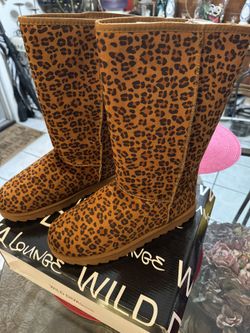 New Leopard Print Warm Boots Size 10
