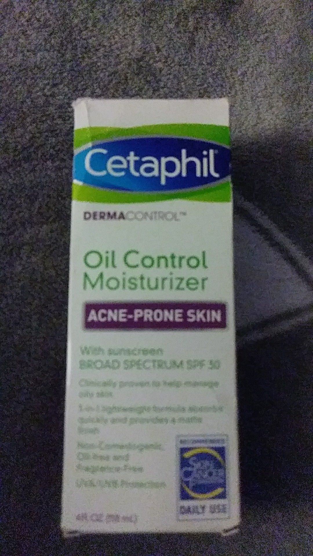 $10 Cetaphil Derma control oil control moisturizer acne-prone skin with sunscreen bored Spectrum SPF30 (recommended Skin Cancer Foundation daily use)