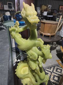 Chinese green glass sculpture