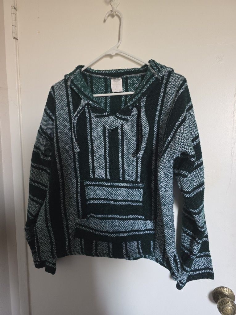 Hooded Pullover Mexican Poncho