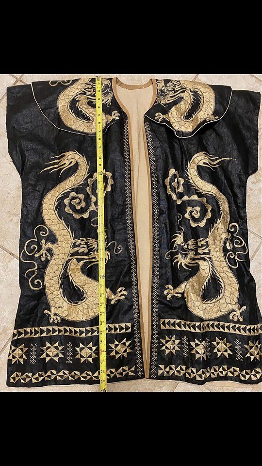 Asian Embroidered Silk Sleeveless Jacket Vest Black