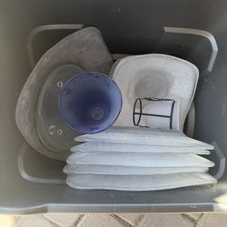 Plates and wine glasses. new and used