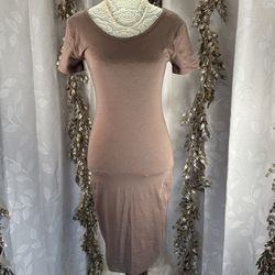 Zenana Women’s Small Mocha Bodycon Midi Dress | Clean Girl Minimalist Chic