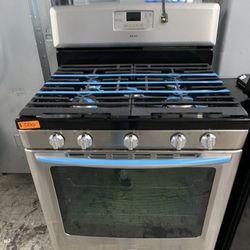 Maytag 30” Gas Stove In Stainless Steel Used