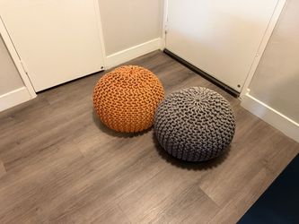 Orange and Grey Poofs
