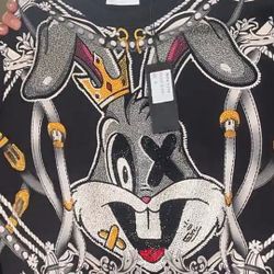 **LIMITED EDITION**Black, Size 2XL Left Point Rhinstone Bugs Bunny Crewneck