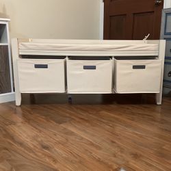 Home Cream Entryway Storage Bench 