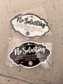 No Soliciting Sign for House Door, 2 Pack Black and White