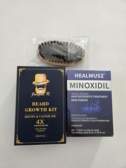 Brand New HEALMUSZ Minoxidil Hair Growth and Jurgen K Beard Growth Kit and Brush