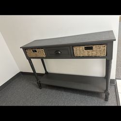 Safavieh American Homes Collection Winifred Grey Wicker Console Table with Storage