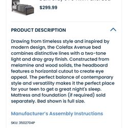 Twin Bed Frame And Mattress (ROOMS TO GO)