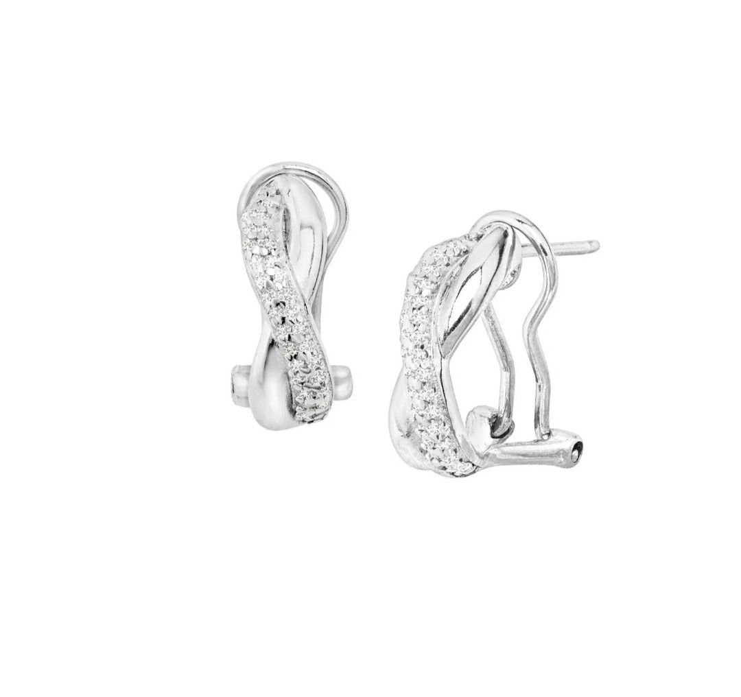 1/2 ct Diamond X' Hoop Earrings in Sterling Silver