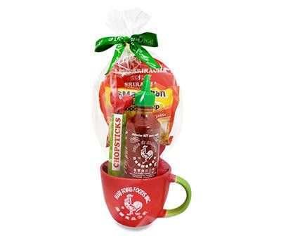 Huy Fong Sriracha Hot Chili Sauce 17oz Bottle Gift Set. Ramen, Chopsticks, Bowl.
