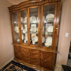 Brown Wooden China Cabinet 