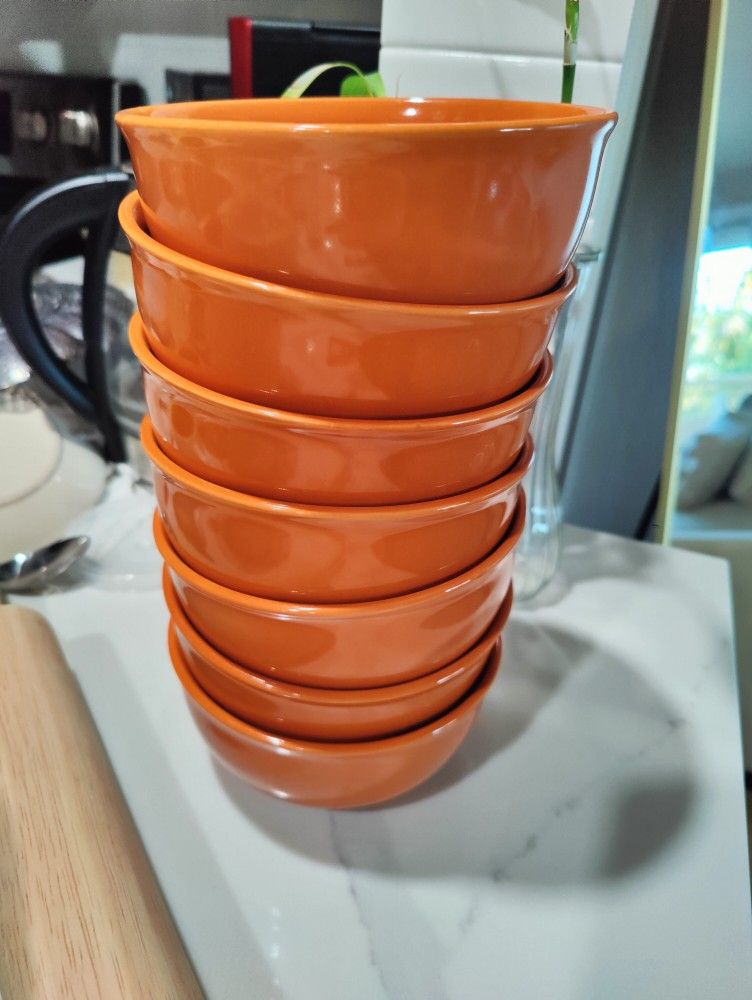 Orange Stoneware Bowls - 7 ct.