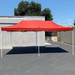 (New in box) $200 Heavy-Duty 10x20 FT Outdoor Ez Pop Up Canopy Party Tent Instant Shades w/ Carry Bag (Black, Red)