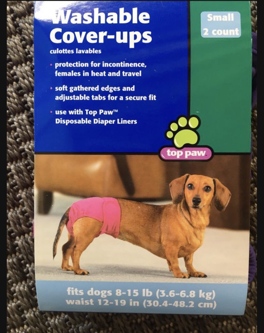 3 PET Panties: One 2 - Pack TOP PAW Washable Cover Ups Pet Panties And One COZY PET Jean Panty.