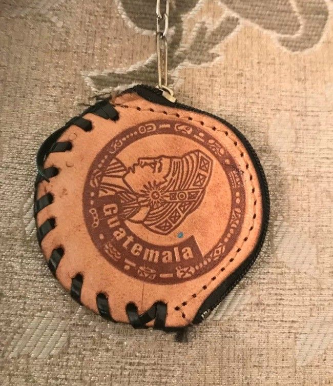 New Guatemala Leather Keychain/ Coin Change Holder Keychain Bag Purse