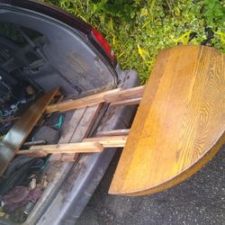 Small Antique Oak Dining Table Expands Large 