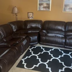 L Section Leather couches with cupholders