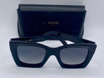CELINE CL401301 01D Polarized Sunglasses Black Square Oversized w/ Case