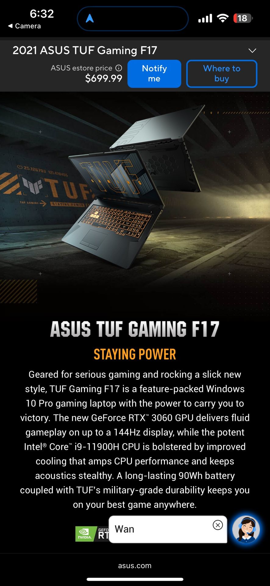 ASUS TUF  F17 Gaming laptop