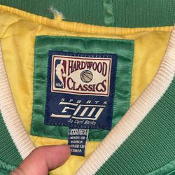 NBA Hardwood Classics Boston Celtics Jacket Men 3xl Green Bomber Satin 