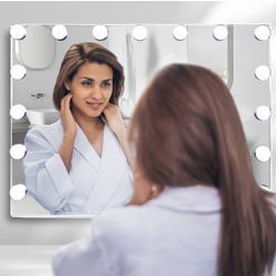 Hollywood Vanity Mirror with Lights – 15 Dimmable LEDs + 10X Magnifier