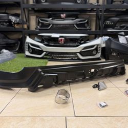 Fits 16-21 Honda Civic Sedan MUG Style Rear Bumper Diffuser W/LED&Exhaust Tip PP