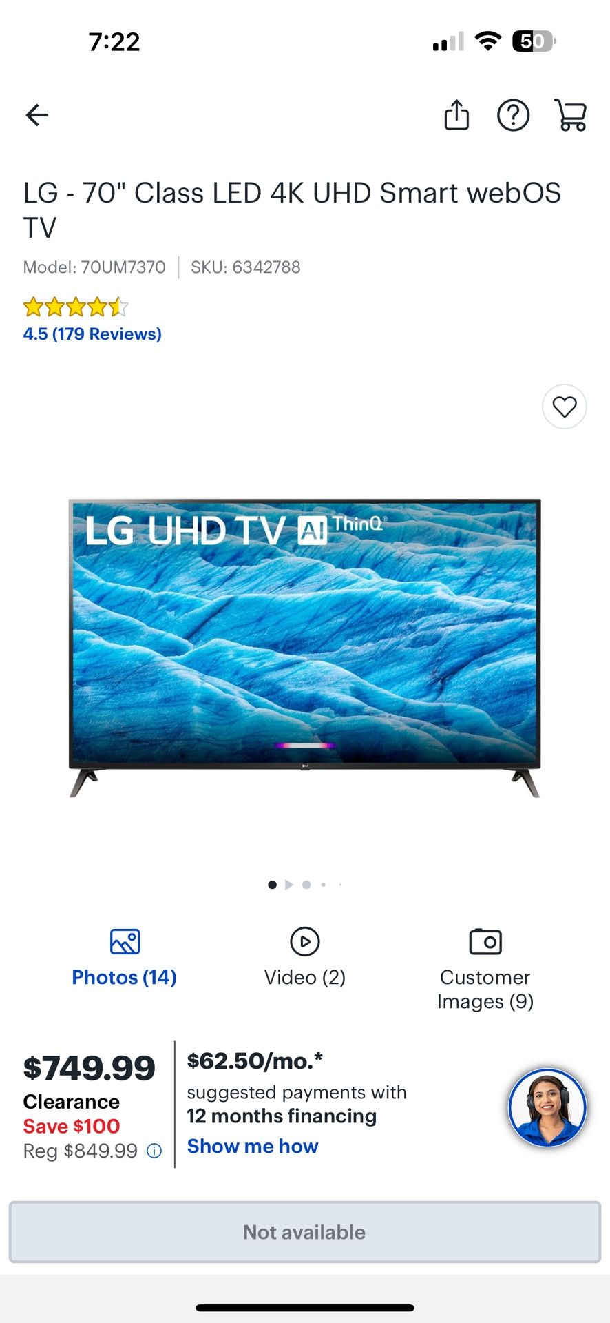 LG - 70" Class LED 4K UHD Smart webOS TV