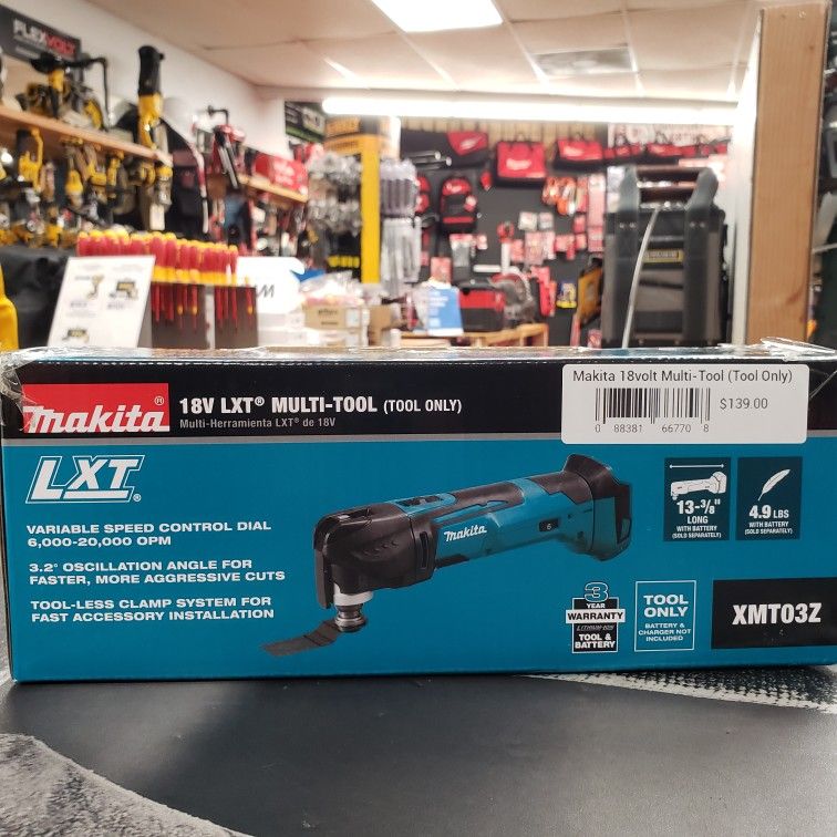 Makita 18V LXT Lithium-Ion Cordless Variable Speed Oscillating Multi-Tool (Tool-Only) With Blade and Accessory Adapters