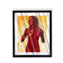 custom art piece of Stephen king Carrie horror movie in black frame