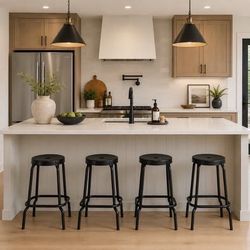 Set of 4 Black Powder Coated Metal Bar Stools | Counter Height | Only $10 Each