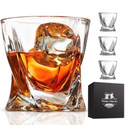 Whiskey Glass Set of 4 with Luxury Box, 10 oz Crystal Old Fashioned Lowball Rocks Glasses, Gift for Men Drinking Scotch Bourbon Cocktail Liquor Vodka